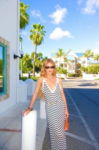Vestido Midi Tricot Devaneio Nomade Verde/Marrom